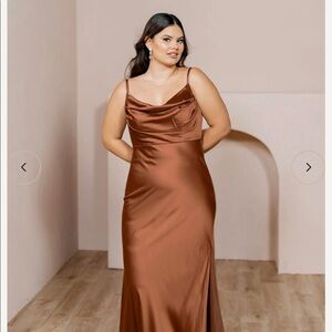 Revelry Skye Satin Dress - Terracotta Rust